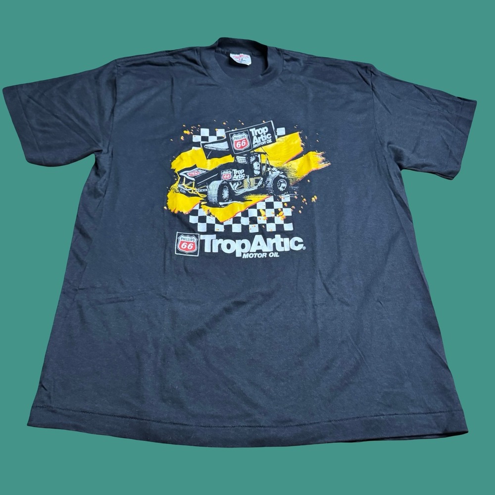 Vintage Trop Artic T Shirt XL Black Motor Oil Sprint Car Racing Garage USA Made